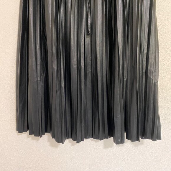 Anthropologie Maeve Faux-Leather Pleated Midi Skirt 6 Black Vamp Whimsgoth Rave - Picture 16 of 16